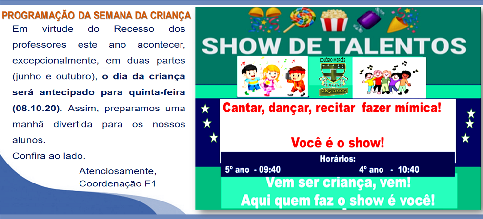 PROGRAMAÇÃO SEMANA DA CRIANÇA... PROGRAMAÇÃO SEMANA DA CRIANÇA...